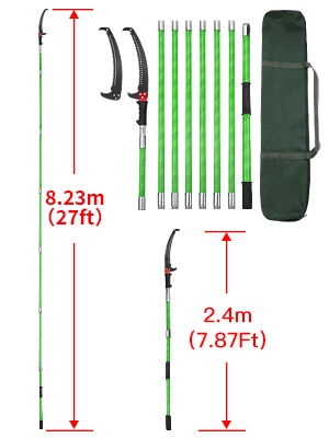 27 Feet Tree Pole Pruner Manual Branches Trimmer Tree Branch Garden Tools Loppers Hand Pole Saws Extendable Height