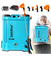 3.2 Gallon Battery Powered Backpack Sprayer, Upgraded Electric Back Pack Sprayer with 3 Spray Force, Battery Indicator, Rechargeable Handle, 41" Telescopic Wand, 5 Mist Nozzles, for Lawn and Garden