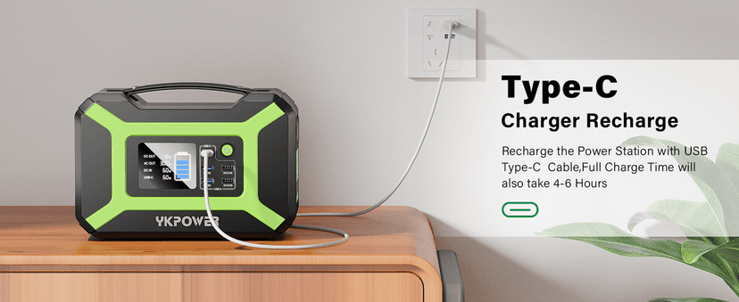 Portable Power Station 300W (Peak 600W), YKPOWER 296Wh Backup Lithium Battery Solar Generator with 110V AC Output, 60W USB-C PD Output, LED Light, Power Station for Outdoor Camping Travel RV CPAP Home