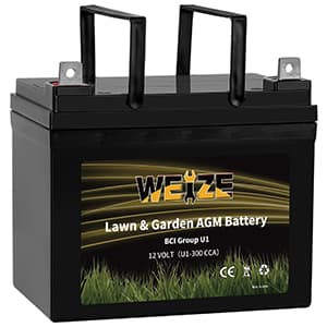 WEIZE Lawn Garden AGM Battery, 12V 300CCA BCI Group U1 SLA Starting Battery for Lawn, Tractors and Mowers, Compatible with John Deere, Toro, Cub Cadet, and Craftsman