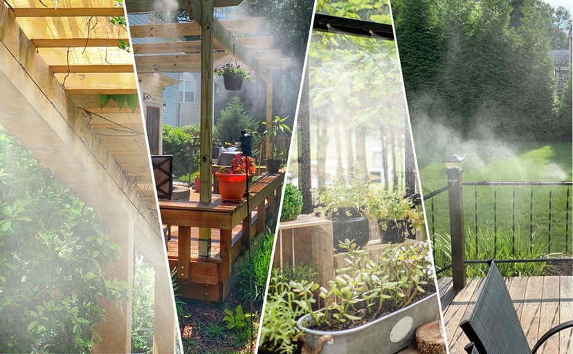 Bonviee Misters for Outside Patio, 75FT (23M) Patio Misting System, Outdoor Misters for Patio Cooling, 28 Brass Mist Nozzles, 3/4" Adapter, DIY Water Misters for Cooling Outdoor Garden Greenhouse