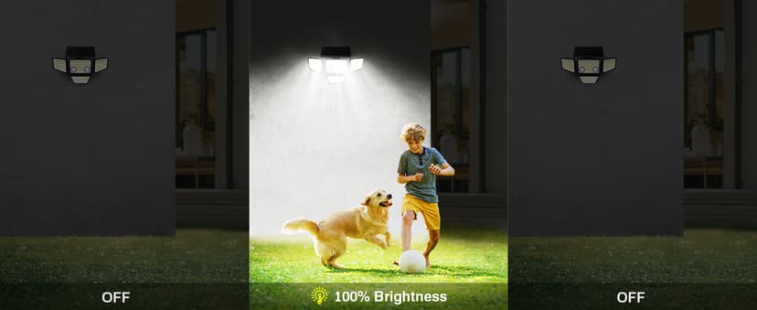 Solar Outdoor Lights - 3000LM 188 LED Motion Sensor Outdoor Lights, 4 Heads Security Light,IP65 Waterproof, Easy Install,270°Wide Angle Flood Wall Light with 3 Modes for Backyard Yard (2 Pack)