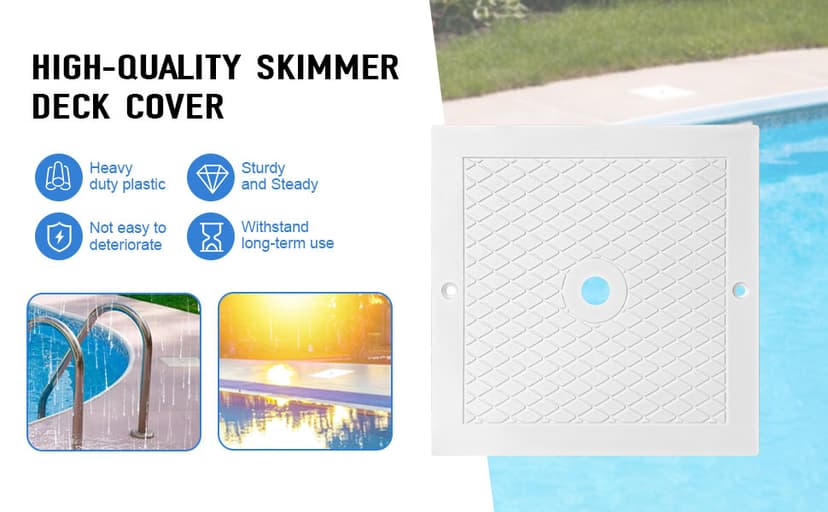 10'' Pool Skimmer Lid/Cover Replacement for Hayward SPX1082E, SP082 1083 1084 1085 SP1086, Square Skimmer Basket Deck Covers Plate for Inground Pools, Heavy Duty Plastic, White, 2 Pack
