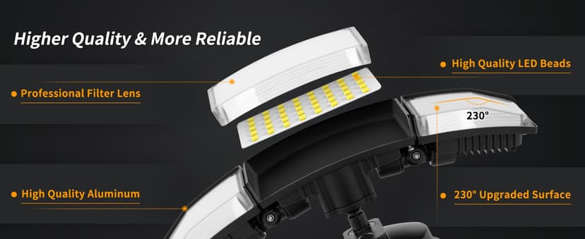 LUTEC 72W 7500LM LED Security Lights Motion Sensor Light Outdoor, 5000K Daylight, IP65 Waterproof, Dusk to Dawn, 3-Head Motion Detected Flood Light for Garage, Yard, Porch(Black)