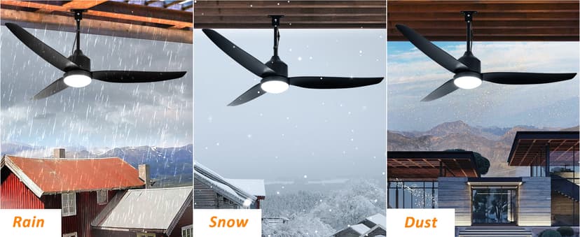 Depuley Outdoor Ceiling Fan with Light: 52 Inch Gazebo Fan Outdoor Hanging - Plug in Ceiling Fan for Patio Waterproof - Dimmable Ceiling Fan Remote App Control Black