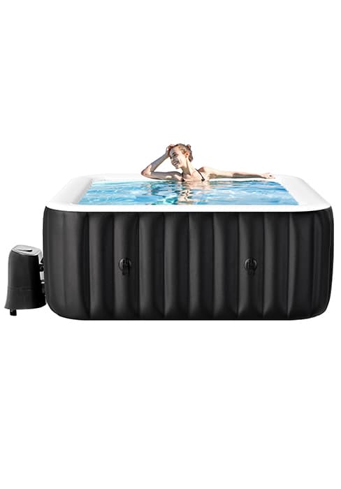 2 Person Inflatable Hot Tub, Oval Portable Hot Tub, Leak-Proof Blow up Hot Tub with 100 Air Jets, PVC Outdoor Spa with Insulated Cover & Heater Pump, 75” L X 47”W X 25”H