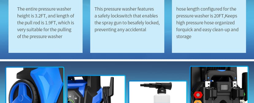 Electric Pressure Washer 5000PSI-Max 3.6GPM Power Washer Touch Screen Adjustable Pressure,4 Nozzles and 500ml Foam Cannon Power Washer Cleaning for Patio