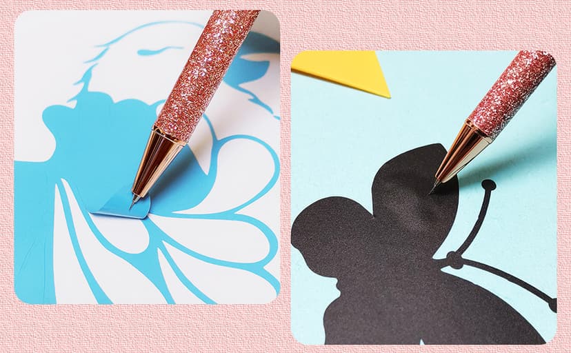 Craft Weeding Pen, Essential Adhesive Vinyl Tool, Precision Needle for Craft Weeding, Vinyl Air Release or Car Puncturing Installation, Rose Gold