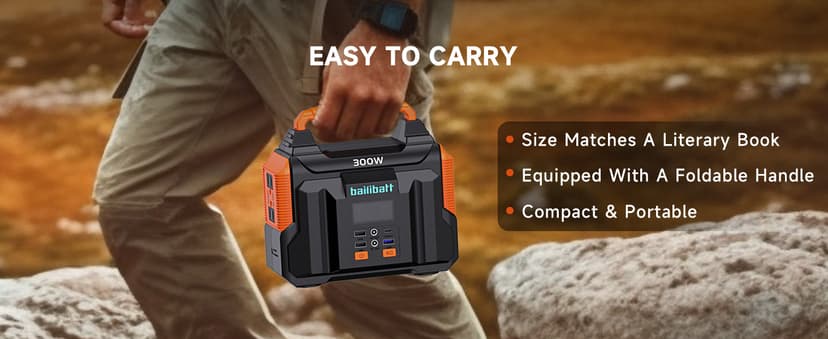 Portable Power Station 300W 257wh Lithium Battery Bailibatt Small Portable Generator for Home Use Camping Travel Emergency Hunting Outdoor, Large Power Bank with AC Outlet for Laptop