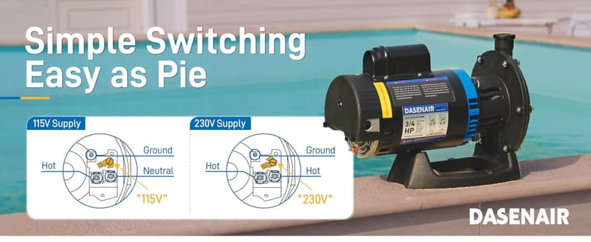 Booster Pump,3/4 HP Pure Copper Motor with Dual Voltage(115V or 230V),IPX4 Waterproof Compatible for Pressure Side Pool Cleaners Vac-Sweep 280,380,3900