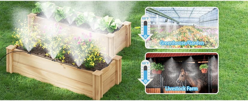 homenote Misting Cooling System 59FT (18M) Misting Line + 20 Brass Mist Nozzles + Brass Adapter(3/4") Outdoor Mister for Patio Backyard Garden Greenhouse Watering