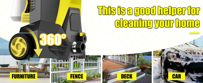 Electric Pressure Washer, 4800PSI Max 3.0 GPM Power Washer with 20FT Hose, 35FT Cord, 4 Nozzles Foam Cannon High Pressure Washer for Car Patio Garden (Black)