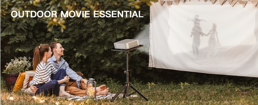 AMADA HOMEFURNISHING Foldable Projector Tripod, Multipurpose Laptop Stand with Removable Mouse Tray, Adjustable Height 25-63 Inch, Outdoor Movie Projector Stand, AMPS03