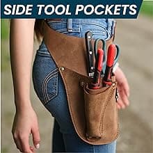 Leather Garden Utility Belt for Women - Florist Tool Holster, Gardening Apron - Gift Box Included, Hammer Holder