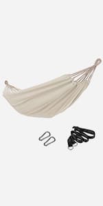 SONGMICS Double Hammock, 98.4 x 59.1 Inches, 660 lb Load Capacity, with Hanging Straps, Carabiners, Carry Bag, for Garden, Outdoor, Camping, Blue and Yellow Stripes UGDC15YU