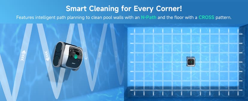 (2025 Upgrade) WYBOT C1 Robotic Pool Vacuum for Inground Pools, 150min Runtime Cordless Pool Cleaner, 4-in-1 Wall & Waterline Cleaning Up to 1,614Sq.ft, Smart Navigation, App Support