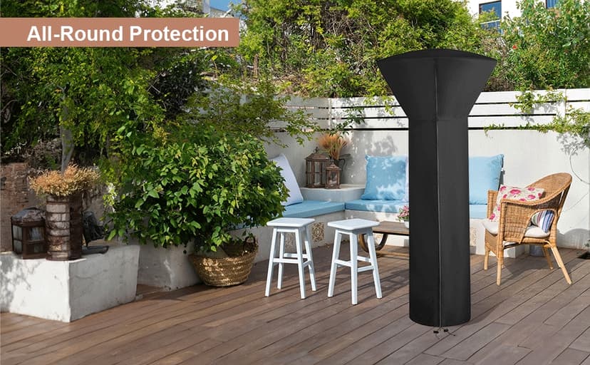 Vailge Patio Heater Covers with Zipper and Storage Bag,Heavy Duty 600D Oxford Waterproof Outdoor Heater Cover Wind-Resistant Dustproof UV-Resistant,Black,89'' Height x 33" Dome x 19" Base