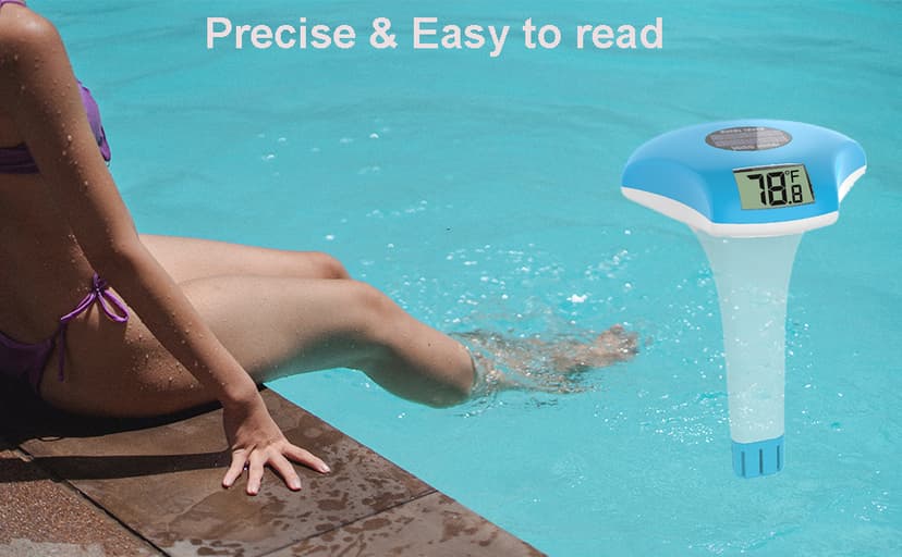 Digital Pool Thermometer – IPX-8 Waterproof Swimming Pool Thermometer Floating Easy Read, Environment-Friendly Solar-Powered Pool Temperature Gauge for Swimming Pools, Spa, Hot Tubs