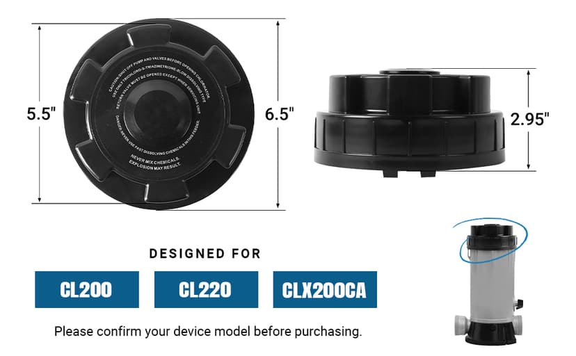 AR-PRO Replacement Chlorinator Lid Cover for CL200, CL220, and CLX200CA - Compatible with Hayward Pool Automatic Chlorinator Parts - Made of Durable ABS Material
