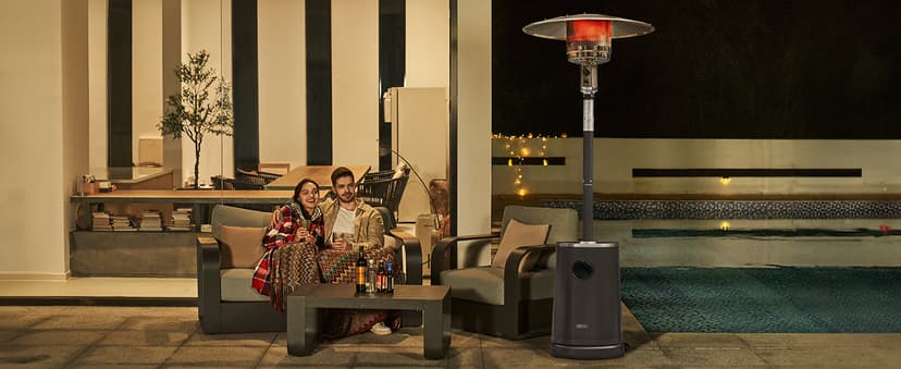 EAST OAK 50,000 BTU Patio Heater with Sand Box, Table Design, Double-Layer Stainless Steel Burner, Wheels, Triple Protection System, Outdoor Heater for Home and Residential, Polar Night