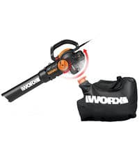 WORX 12 Amp Trivac 3-in-1 Electric Leaf Blower/Mulcher/Vacuum WG509 Metal Impeller for Fine Mulching