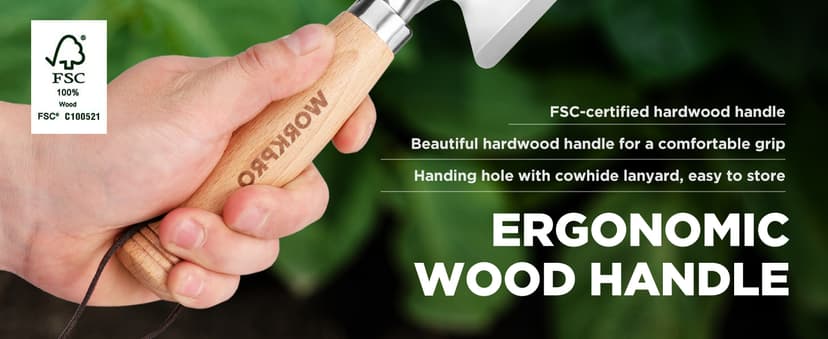 WORKPRO 11" Garden Hand Trowel, Heavy Duty Polished Stainless Steel Garden Shovels with Wood Handle, Small Gardening Hand Tools for Digging, Planting, Measure, Transplanting