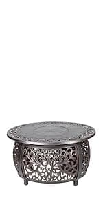 Fire Sense 62745 Armstrong Basketweave Aluminum Convertible Gas Fire Pit Table 55000 BTU Multi-Functional Outdoor Firepit with Fire Bowl Lid, Nylon Cover Clear Fire Glass Bronze Finish - Rectangular