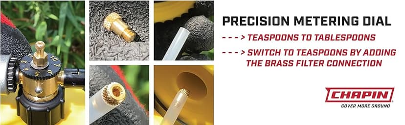 Chapin G364D Made in the USA 32 Ounce Professional Lawn and Garden Hose-End Sprayer With 16 Mixing Rations on the Metering Dial, Built-in Anti-Siphon, Translucent White