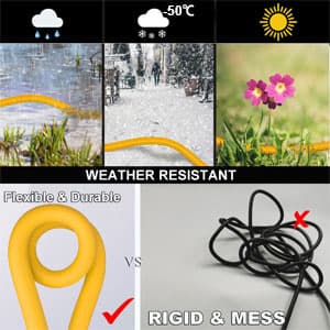 HUANCHAIN 12/3 Gauge Heavy Duty Outdoor Extension Cord 100 ft Waterproof with Lighted end, Flexible Cold-Resistant 3 Prong Electric Cord Outside, 15Amp 1875W 12AWG SJTW, Yellow, ETL