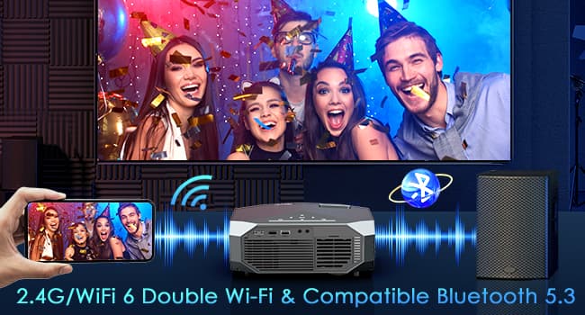 YOWHICK 4K Projector with WiFi and Bluetooth, 20000L Native 1080P Outdoor Portable Movie Projector, Smart Video Projector, 50% Zoom/400" Display, Compatible with HDMI/USB/PC/TV/PS5/DVD/Android/iOS