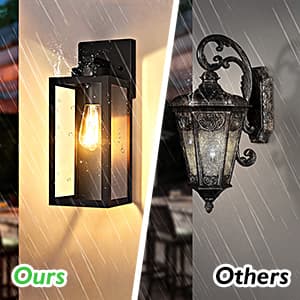 BesLowe Outdoor Wall Mount Light Fixture, Exterior Wall Lantern Waterproof, Black Outside Porch Sconce Lighting with Matte Black Finish & Glass Shade for House Garage Doorway Patio, E26 Socket