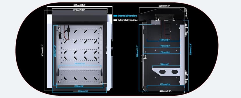 Outdoor Electrical Box with Thermostat and Fan, Precise Temperature Control 0.1°F, IP65 Water Resistant Rating, Galvanized Steel, Aluminum Rear Beam(15.7"x12.6"x9.6")