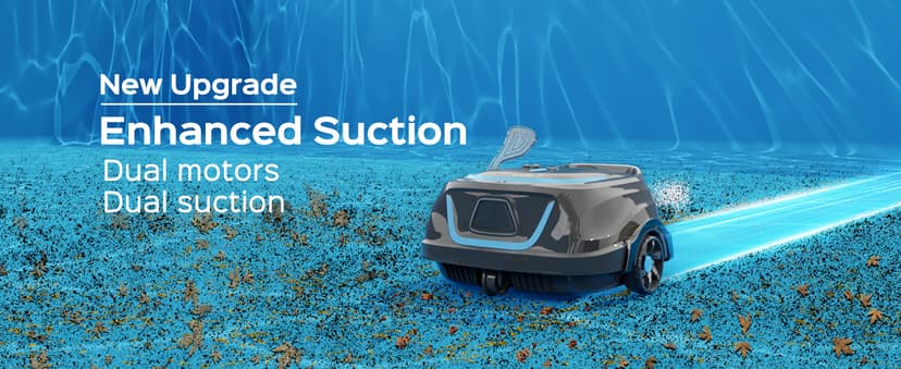 WYBOT A1 Cordless Robotic Pool Cleaner, Automatic Pool Vacuum with 120 Mins, Double Filters, LED Indicator, Fast Charging, Ideal for Above Ground & In-ground Flat Pools - Blue & Grey