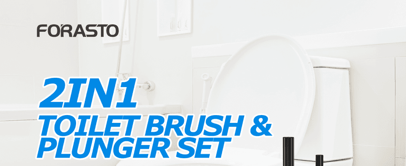 2Pack 2 in 1 Toilet Brush and Plunger Set, Extended Handle Plunger,Toilet Bowl Brush Plunger Set,Clean Gloves,Cleaning Tools,Cleaning Brush,Cleaning Supplies,Toilet Brush Plunger Combo,Black