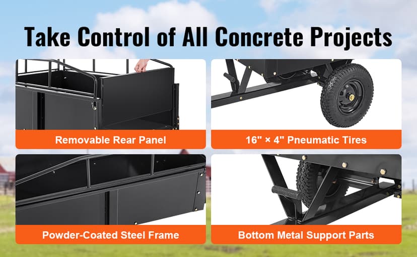 VEVOR Heavy Duty ATV Dump Cart - Steel Tow Behind trailer, 750 lbs, 15 Cubic Feet Garden Utility with Removable Sides