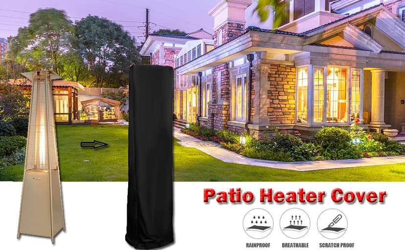Patio Heater Cover, Outdoor Standing Square Heater Covers with Zipper Waterproof Windproof Thicker Oxford (Black, 87" H x 21" W x 24" D Inch)