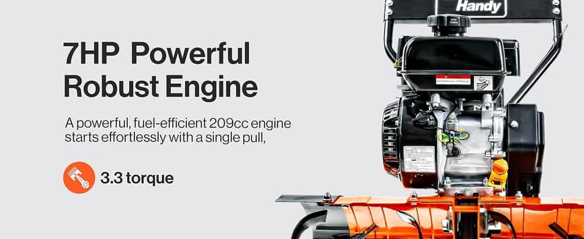 SuperHandy RotoTiller Cultivator 27” Inch Tilling Width 7HP 209cc 4 Stroke Gas Motor 6 Premium Steel Adjustable Forward Rotating Tines for Garden & Lawn, Digging, Weed Removal