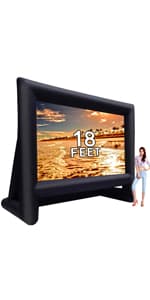 20 feet Inflatable Portable Projector Movie Screen - Huge Air-Blown Cinema Projection Screen Package with Rope, Blower,Tent Stakes - Front & Rear Projection,for Outdoor Party Backyard Pool Fun