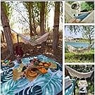 Hammock Brazilian Double Hammocks Soft Comfortable Fabric Cotton Canvas Hanging Portable Two Person Hammock Boho Fringe Large for Adults Backyard Travel