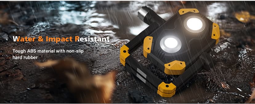 Samyoung 2 Pack Magnetic 2000 LM LED Work Light, 10 Hours Long Lasting 360°Rotating 7000K Warm Rechargeable Work Light Folding Waterproof for Job Site Car Inspection Camping Emergency