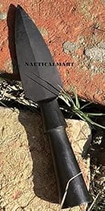 NauticalMart Hand-Forged Viking Saga Iron Spear Point Viking Accessories Medieval Steel Spearpoint Made From Carbon Steel Reenactment, Long Spear SCA LARP Knight (Silver)