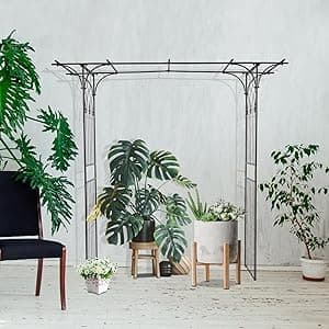 VINGLI Garden Arbor, Arch Archway for Wedding Ceremony Party, Steel Garden Trellis for Plant Climbing, Christmas Decorations Pergola for Backyard, Lawn (Black)