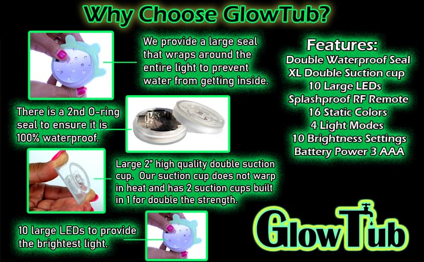 Underwater Remote Controlled LED Color Changing Light for Bathtub or spa - Battery Operated - Size 2.75 in.