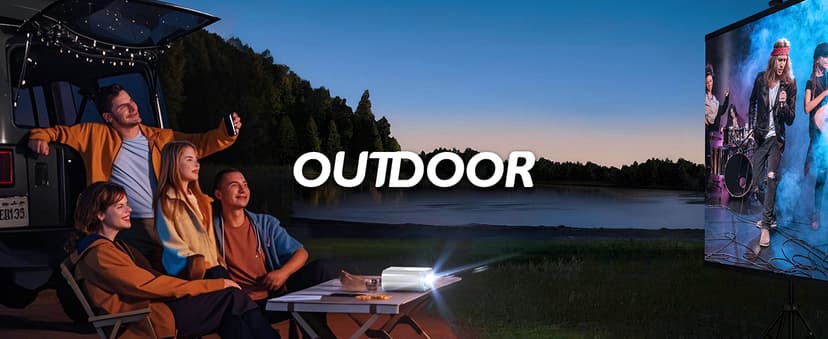 Outdoor Projector With WiFi and Bluetooth, 1080P Movie Projectors for Phone, Home Theater Projector for Bedroom, 200” Screen Wireless WiFi Projector with 3W Speaker for iPhone/HDMI/USB/TV Stick