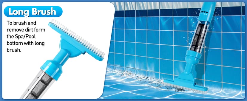 4-in-1 Handheld Pool Vacuum Cordless, 4000mAh Rechargeable Hot Tub Vacuum Spa with Telescopic Pole, Above Ground Pool Vacuum Cleaner, Suction Improved 30% Spa Wand Deep Cleaning for Debris