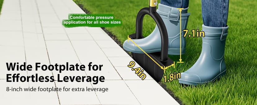 Lawn Edger Tool, Half Moon Tooth Edger with T-Grip Handle, 40-Inch Long Handled Sidewalk Grass Edger for Precise Lawn Edging and Land scaping