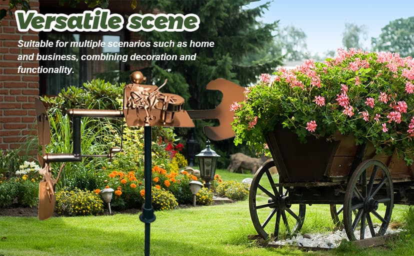 Handmade Metal Drummer Windmill – 2025 Rockin Percussionist Figurine, Wind-Powered Kinetic Sculpture, Garden Wind Spinner for Yard, Lawn, Patio Decoration (Golden)