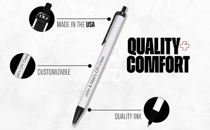 RevMark Personalized Ballpoint Pen, Custom Printed Name, Business or Event Information, Timeless Advertising, USA Made Pens, Promotional Marketing, Smooth Black Ink, Bulk Pack (Blue,50 Ct.)