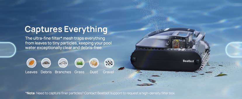 Beatbot AquaSense 2 Cordless Robotic Pool Vacuum Cleaner, Smart Surface Parking, Double-Pass Waterline Scrubbing, Cleans Floor, Walls, and Waterline, Above & In-Ground Pools up to 3,230 sq.ft - Blue