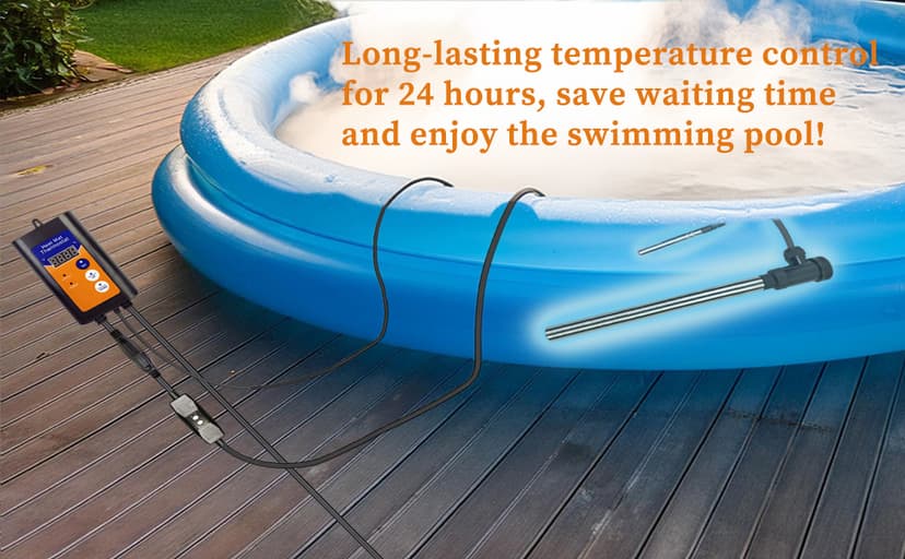1500W Titanium Fully Submersible, Portable Electric Hot Tub immersion Water Heater with Thermostat, GFCI Leakage protection for pool, Bathtubs, Buckets, baptistry, Saltwater Most of Liquid
